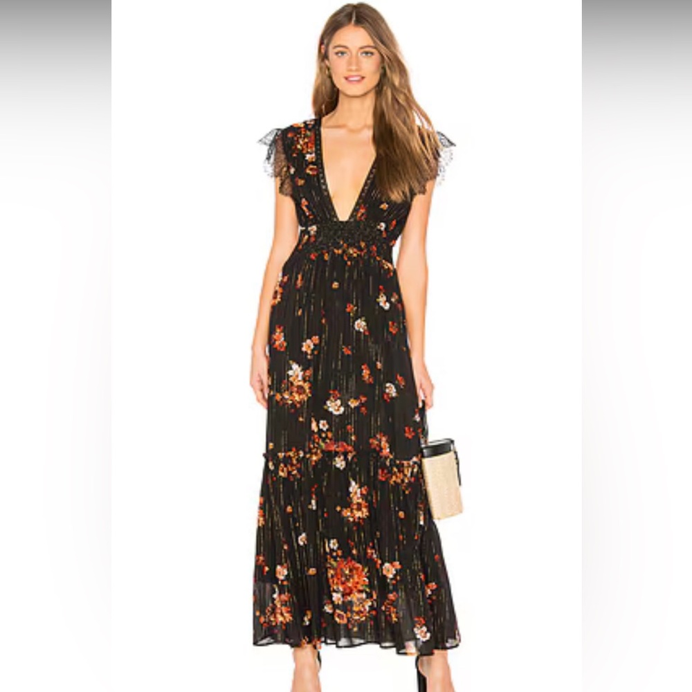 Blue Life Black Floral Maxi Dress